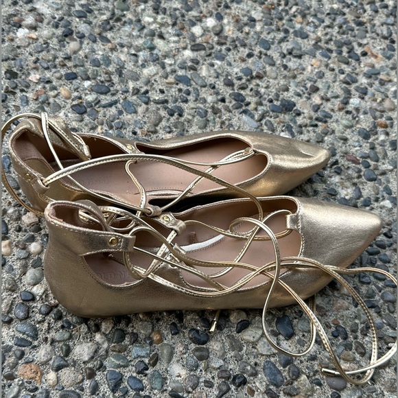 Old Navy lace up ballet flats, Gold, size 8 - Picture 4 of 4